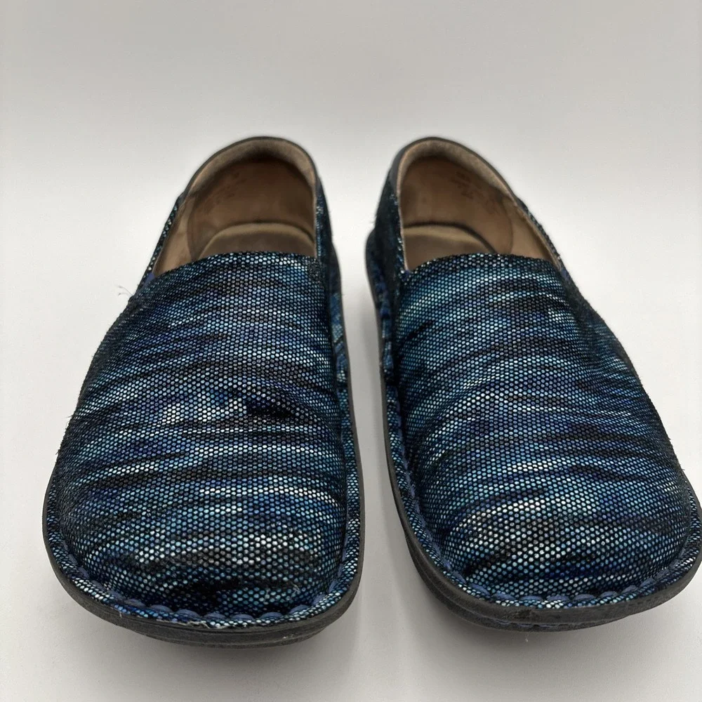 Alegria Deb-140 Shoes Womens Size‎ 8 38 Blue Wavy Comfort Slip On Casual